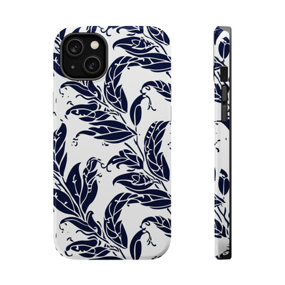 Floral Vine Magnetic Impact Phone Case — Navy Botanical Protective Cover - DIGITAL X
