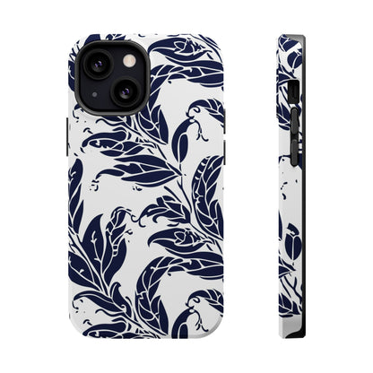 Floral Vine Magnetic Impact Phone Case — Navy Botanical Protective Cover - DIGITAL X