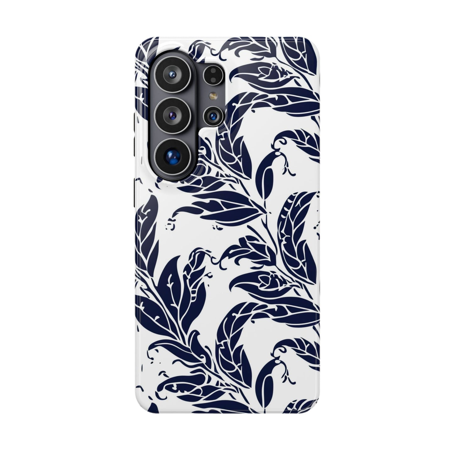 Floral Vine Magnetic Impact Phone Case — Navy Botanical Protective Cover - DIGITAL X