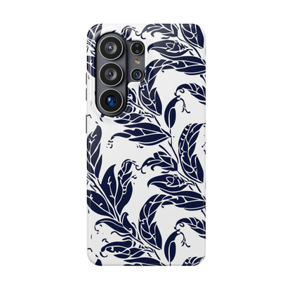 Floral Vine Magnetic Impact Phone Case — Navy Botanical Protective Cover - DIGITAL X