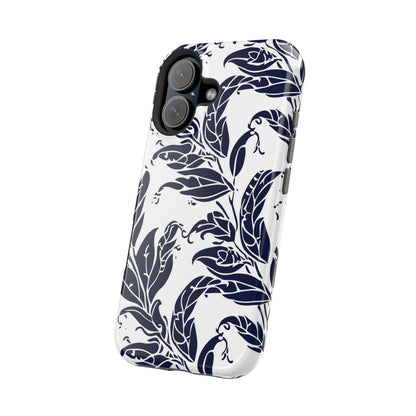 Floral Vine Magnetic Impact Phone Case — Navy Botanical Protective Cover - DIGITAL X
