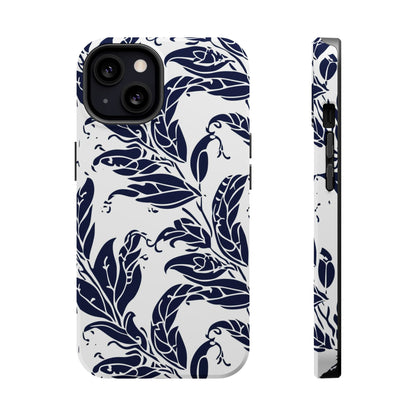 Floral Vine Magnetic Impact Phone Case — Navy Botanical Protective Cover - DIGITAL X