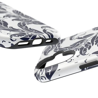 Floral Vine Magnetic Impact Phone Case — Navy Botanical Protective Cover - DIGITAL X