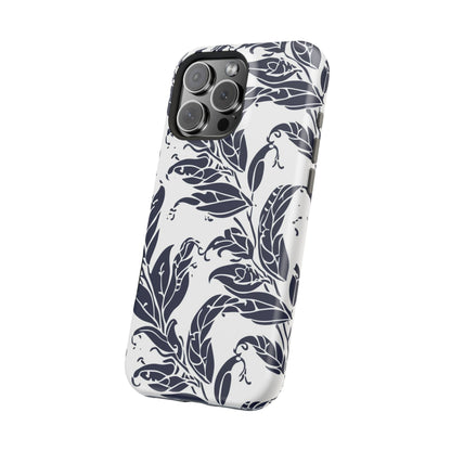 Floral Vine Magnetic Impact Phone Case — Navy Botanical Protective Cover - DIGITAL X