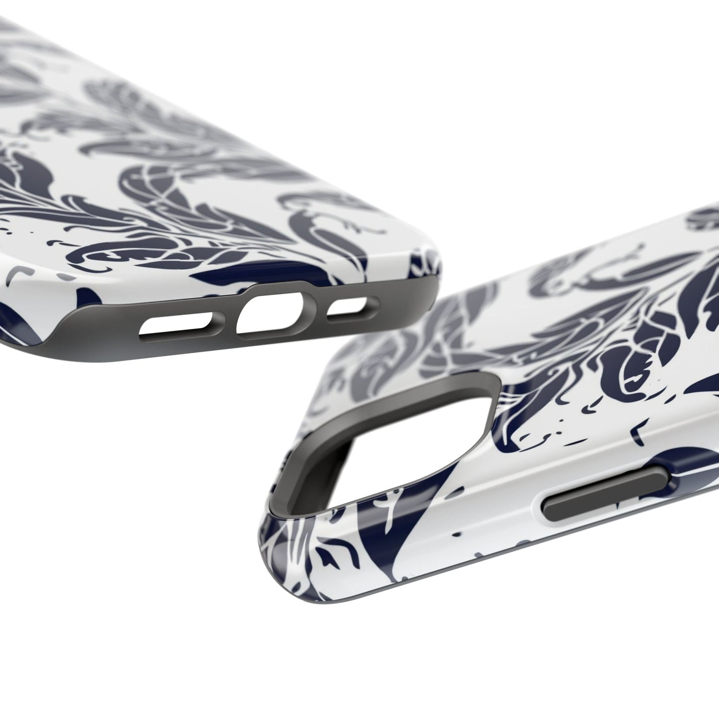 Floral Vine Magnetic Impact Phone Case — Navy Botanical Protective Cover - DIGITAL X