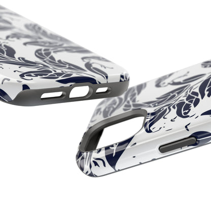 Floral Vine Magnetic Impact Phone Case — Navy Botanical Protective Cover - DIGITAL X