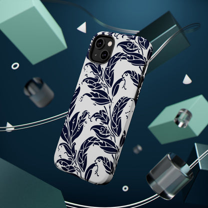 Floral Vine Magnetic Impact Phone Case — Navy Botanical Protective Cover - DIGITAL X