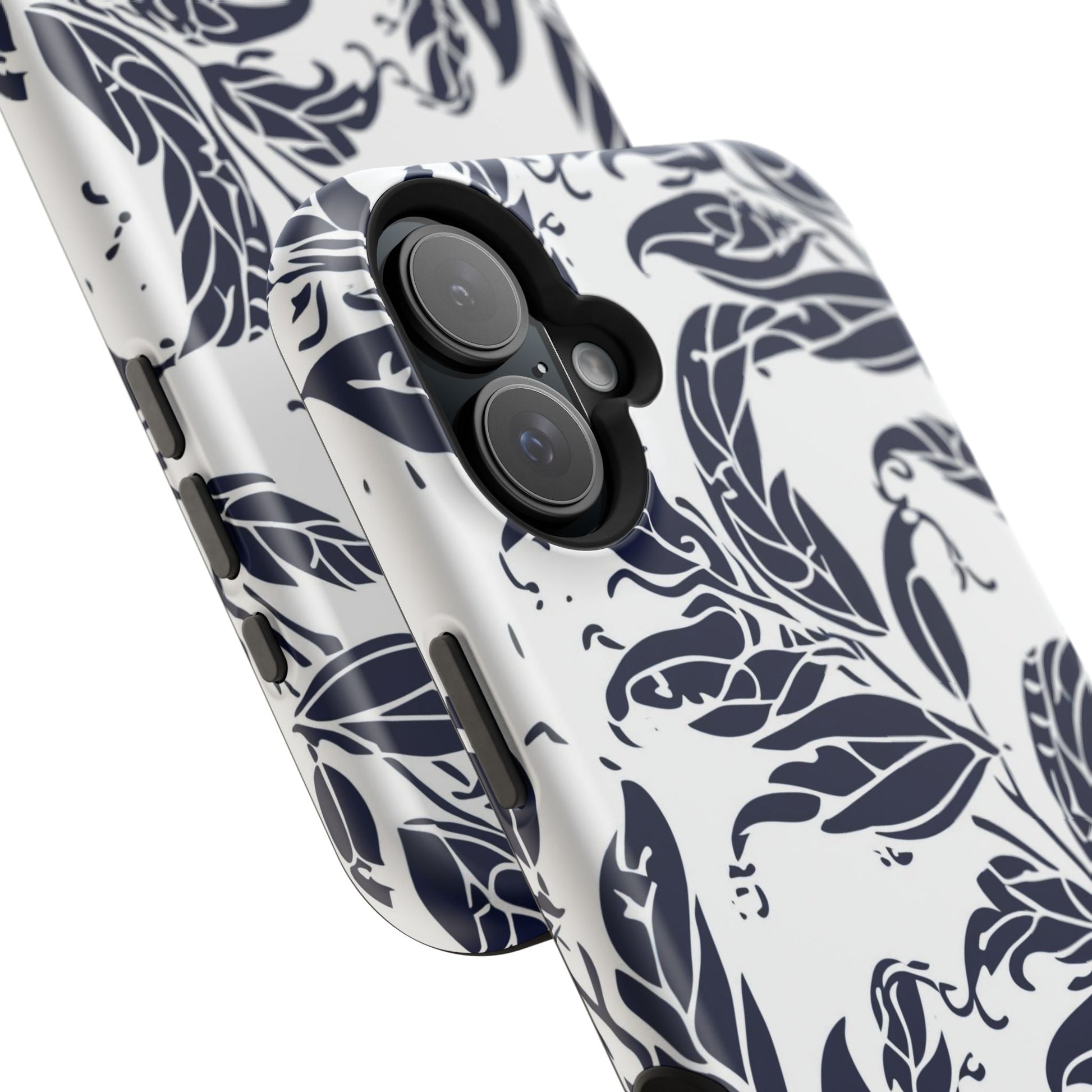 Floral Vine Magnetic Impact Phone Case — Navy Botanical Protective Cover - DIGITAL X