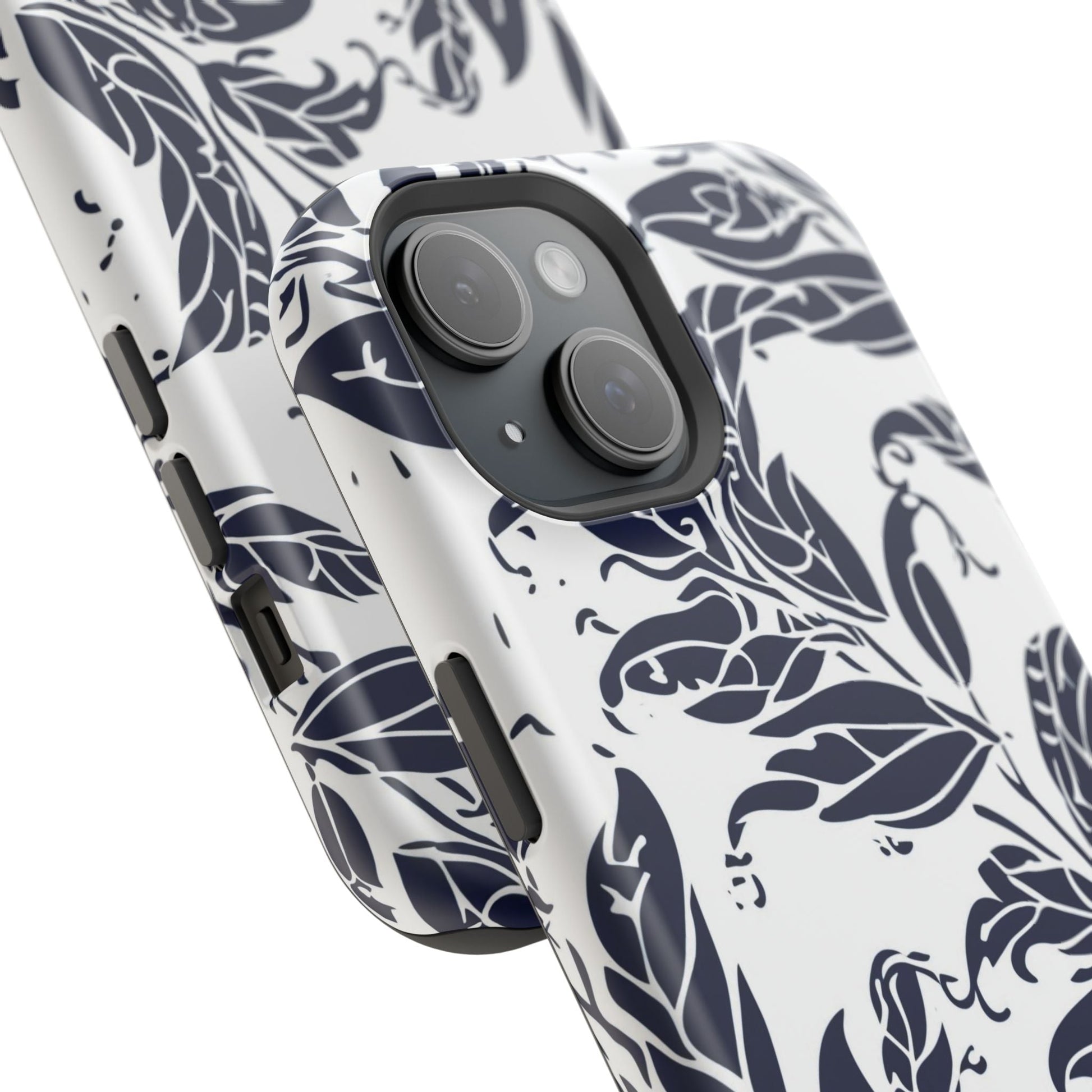 Floral Vine Magnetic Impact Phone Case — Navy Botanical Protective Cover - DIGITAL X