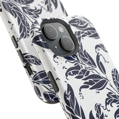 Floral Vine Magnetic Impact Phone Case — Navy Botanical Protective Cover - DIGITAL X