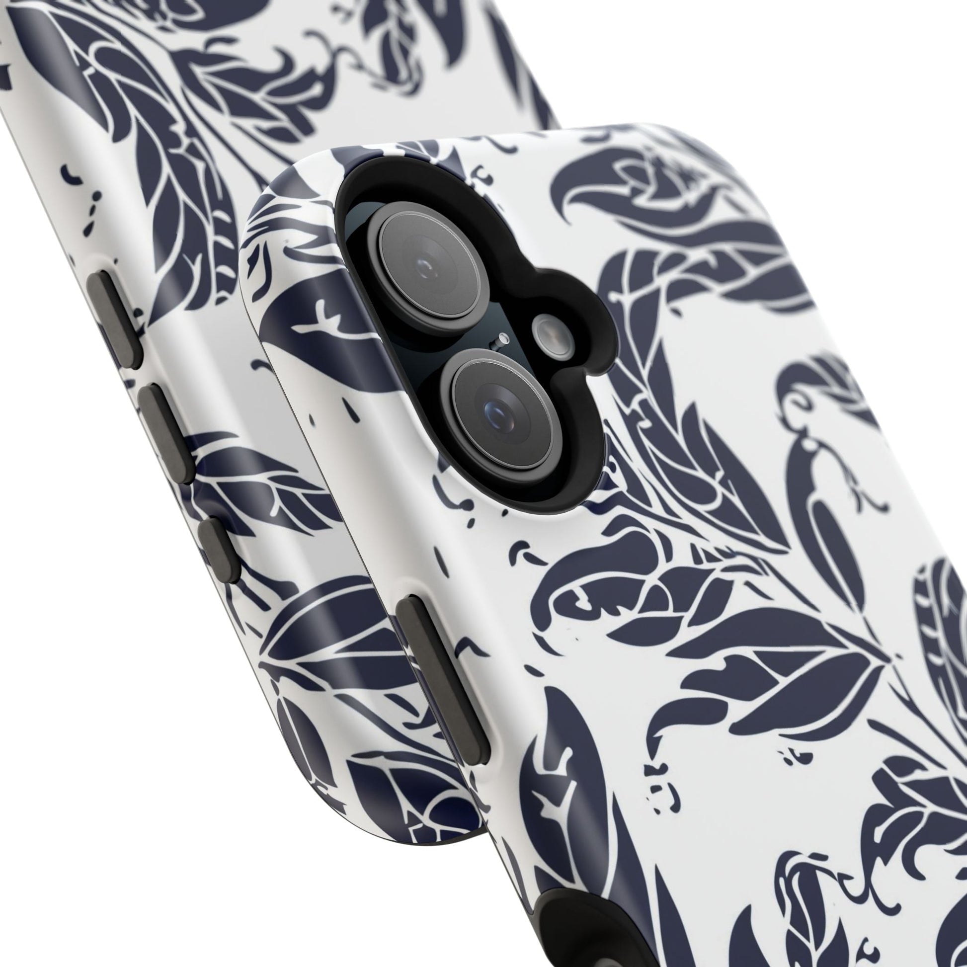 Floral Vine Magnetic Impact Phone Case — Navy Botanical Protective Cover - DIGITAL X