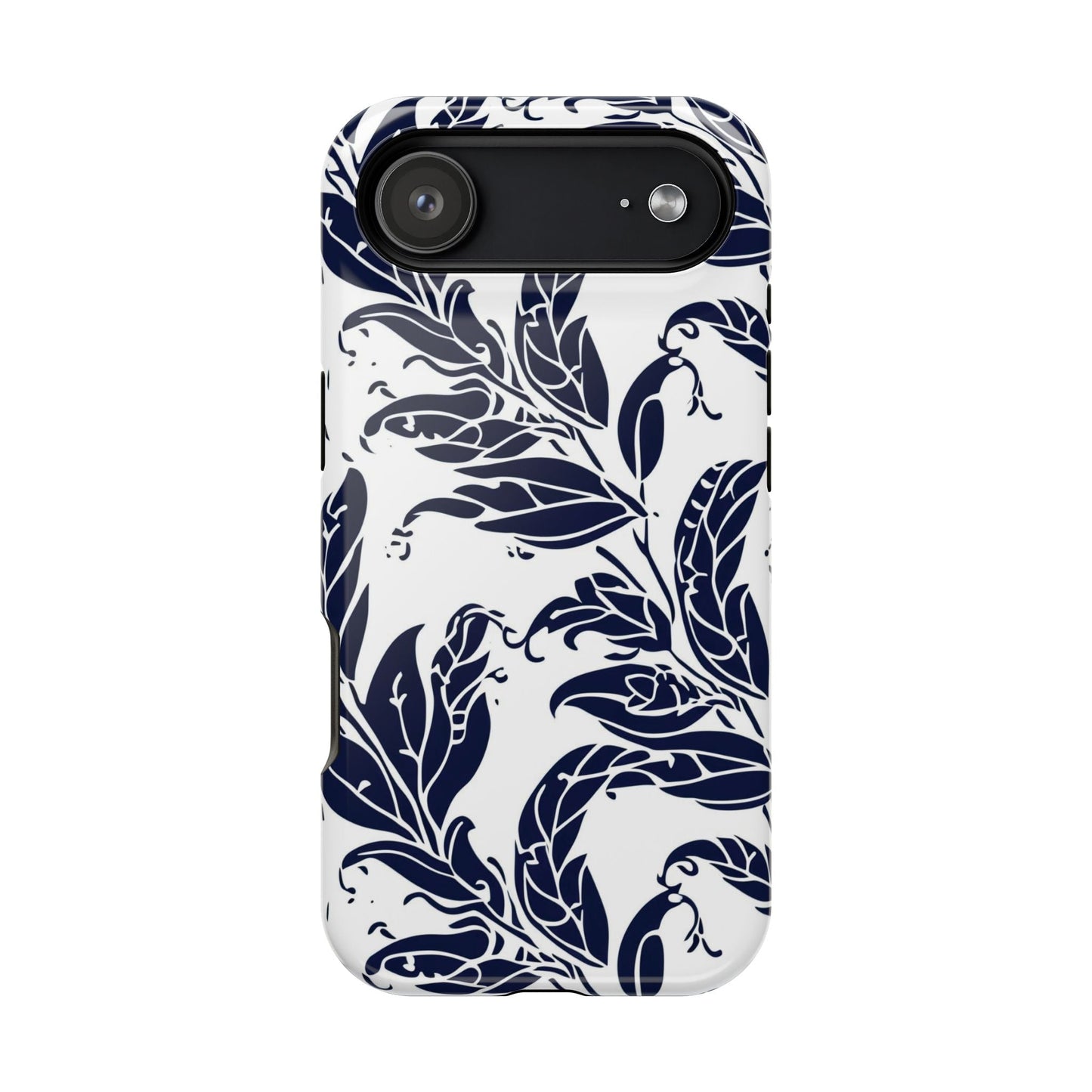 Floral Vine Magnetic Impact Phone Case — Navy Botanical Protective Cover - DIGITAL X