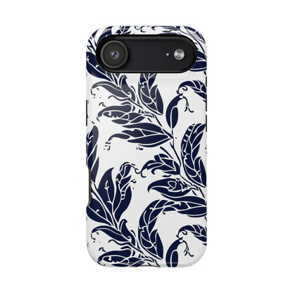 Floral Vine Magnetic Impact Phone Case — Navy Botanical Protective Cover - DIGITAL X