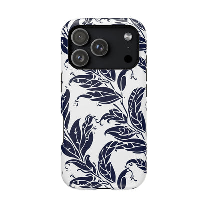 Floral Vine Magnetic Impact Phone Case — Navy Botanical Protective Cover - DIGITAL X