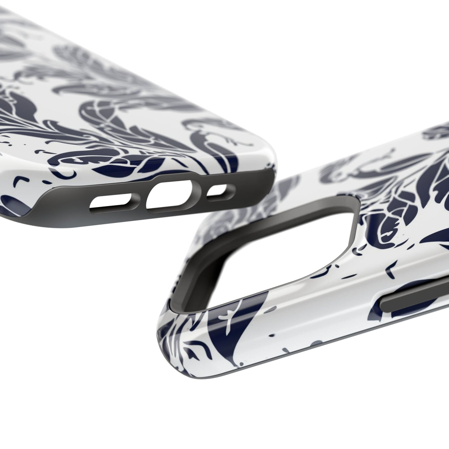 Floral Vine Magnetic Impact Phone Case — Navy Botanical Protective Cover - DIGITAL X