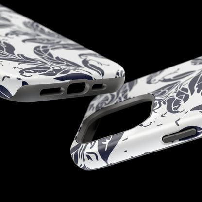 Floral Vine Magnetic Impact Phone Case — Navy Botanical Protective Cover - DIGITAL X