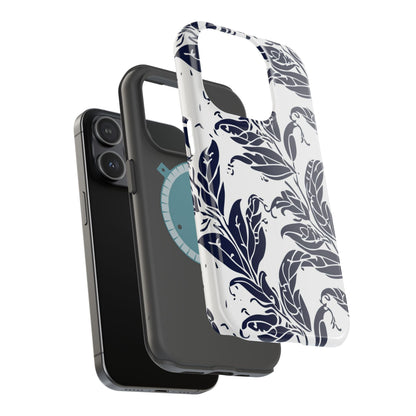 Floral Vine Magnetic Impact Phone Case — Navy Botanical Protective Cover - DIGITAL X