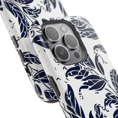 Floral Vine Magnetic Impact Phone Case — Navy Botanical Protective Cover - DIGITAL X