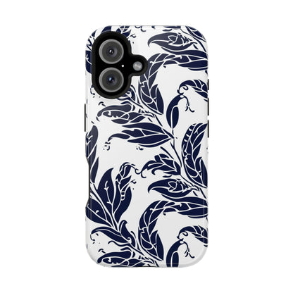 Floral Vine Magnetic Impact Phone Case — Navy Botanical Protective Cover - DIGITAL X