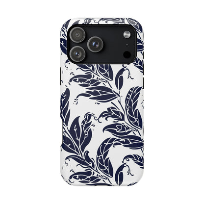 Floral Vine Magnetic Impact Phone Case — Navy Botanical Protective Cover - DIGITAL X