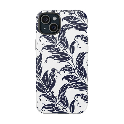 Floral Vine Magnetic Impact Phone Case — Navy Botanical Protective Cover - DIGITAL X