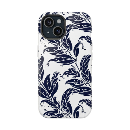 Floral Vine Magnetic Impact Phone Case — Navy Botanical Protective Cover - DIGITAL X
