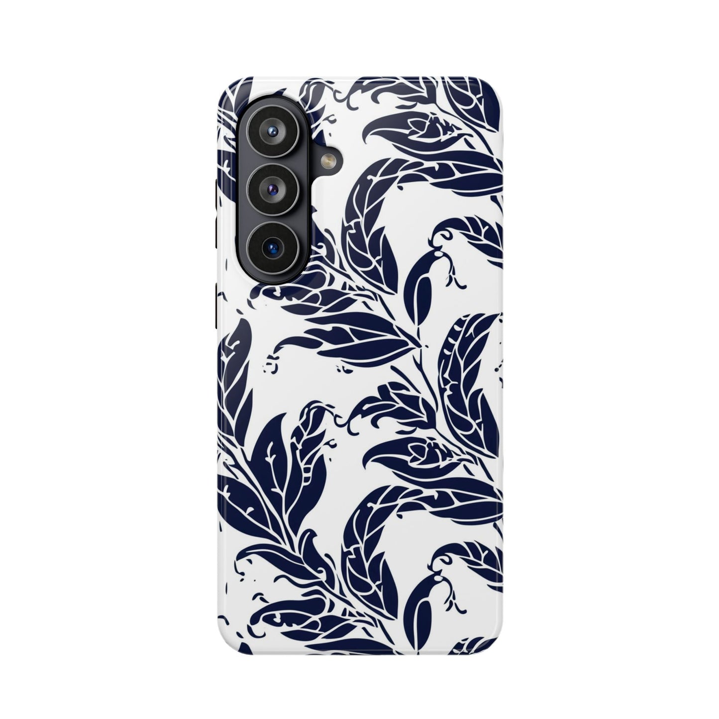 Floral Vine Magnetic Impact Phone Case — Navy Botanical Protective Cover - DIGITAL X