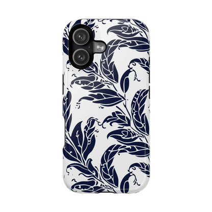 Floral Vine Magnetic Impact Phone Case — Navy Botanical Protective Cover - DIGITAL X