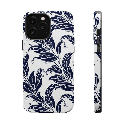 Floral Vine Magnetic Impact Phone Case — Navy Botanical Protective Cover - DIGITAL X