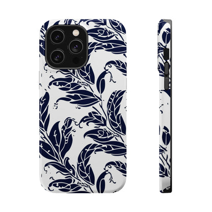 Floral Vine Magnetic Impact Phone Case — Navy Botanical Protective Cover - DIGITAL X