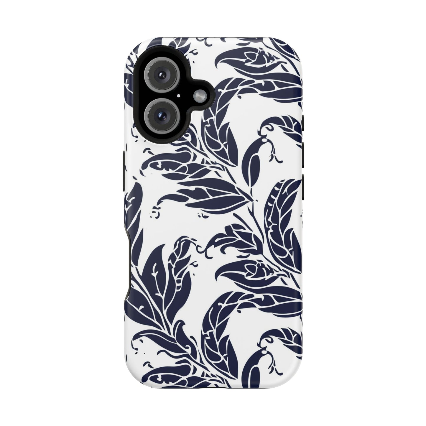 Floral Vine Magnetic Impact Phone Case — Navy Botanical Protective Cover - DIGITAL X