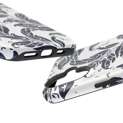 Floral Vine Magnetic Impact Phone Case — Navy Botanical Protective Cover - DIGITAL X