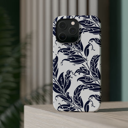 Floral Vine Magnetic Impact Phone Case — Navy Botanical Protective Cover - DIGITAL X