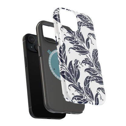 Floral Vine Magnetic Impact Phone Case — Navy Botanical Protective Cover - DIGITAL X