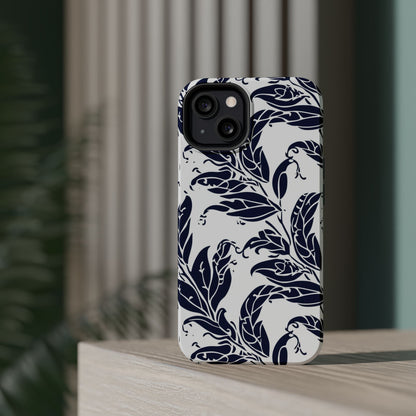 Floral Vine Magnetic Impact Phone Case — Navy Botanical Protective Cover - DIGITAL X