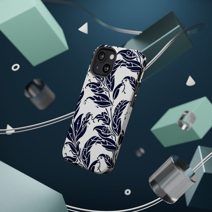Floral Vine Magnetic Impact Phone Case — Navy Botanical Protective Cover - DIGITAL X