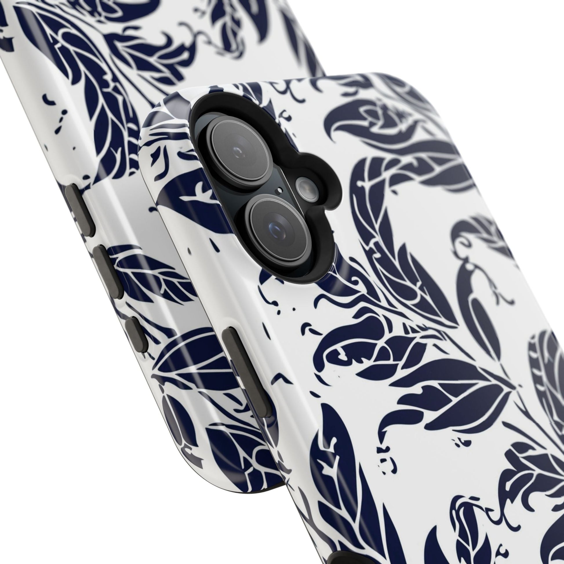 Floral Vine Magnetic Impact Phone Case — Navy Botanical Protective Cover - DIGITAL X