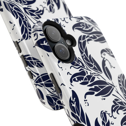 Floral Vine Magnetic Impact Phone Case — Navy Botanical Protective Cover - DIGITAL X