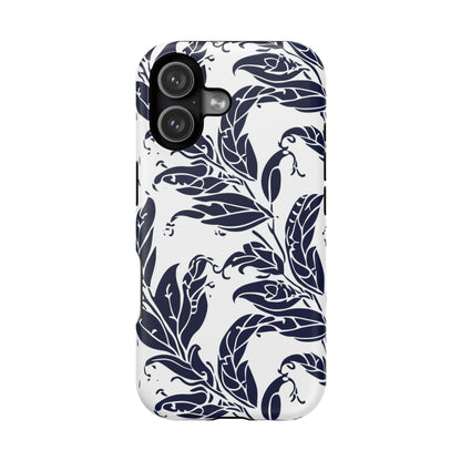 Floral Vine Magnetic Impact Phone Case — Navy Botanical Protective Cover - DIGITAL X