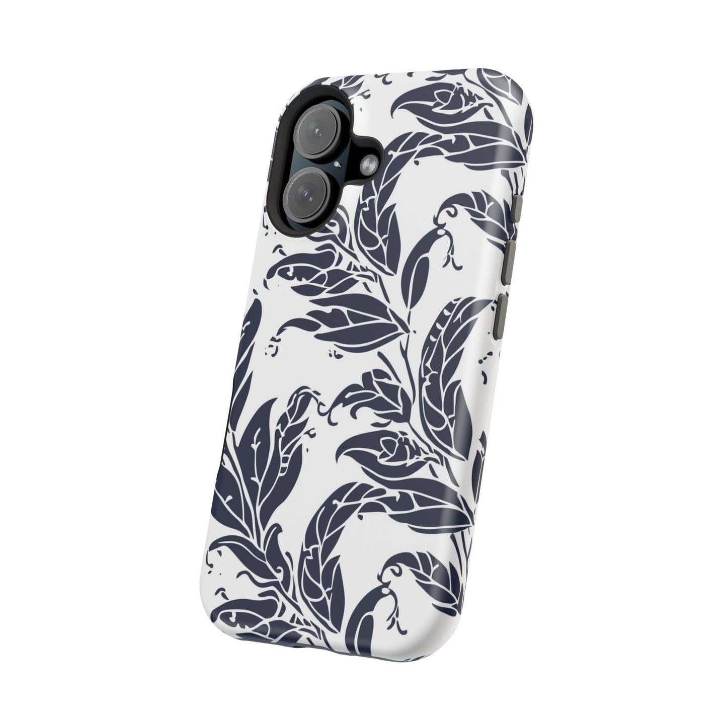 Floral Vine Magnetic Impact Phone Case — Navy Botanical Protective Cover - DIGITAL X
