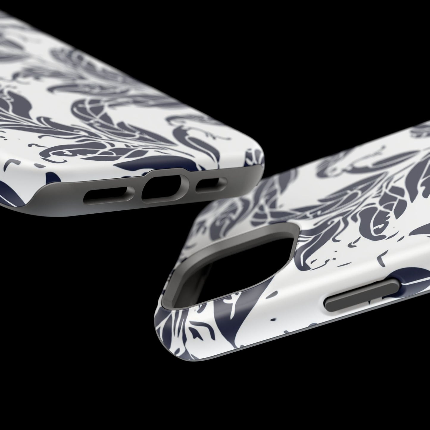 Floral Vine Magnetic Impact Phone Case — Navy Botanical Protective Cover - DIGITAL X