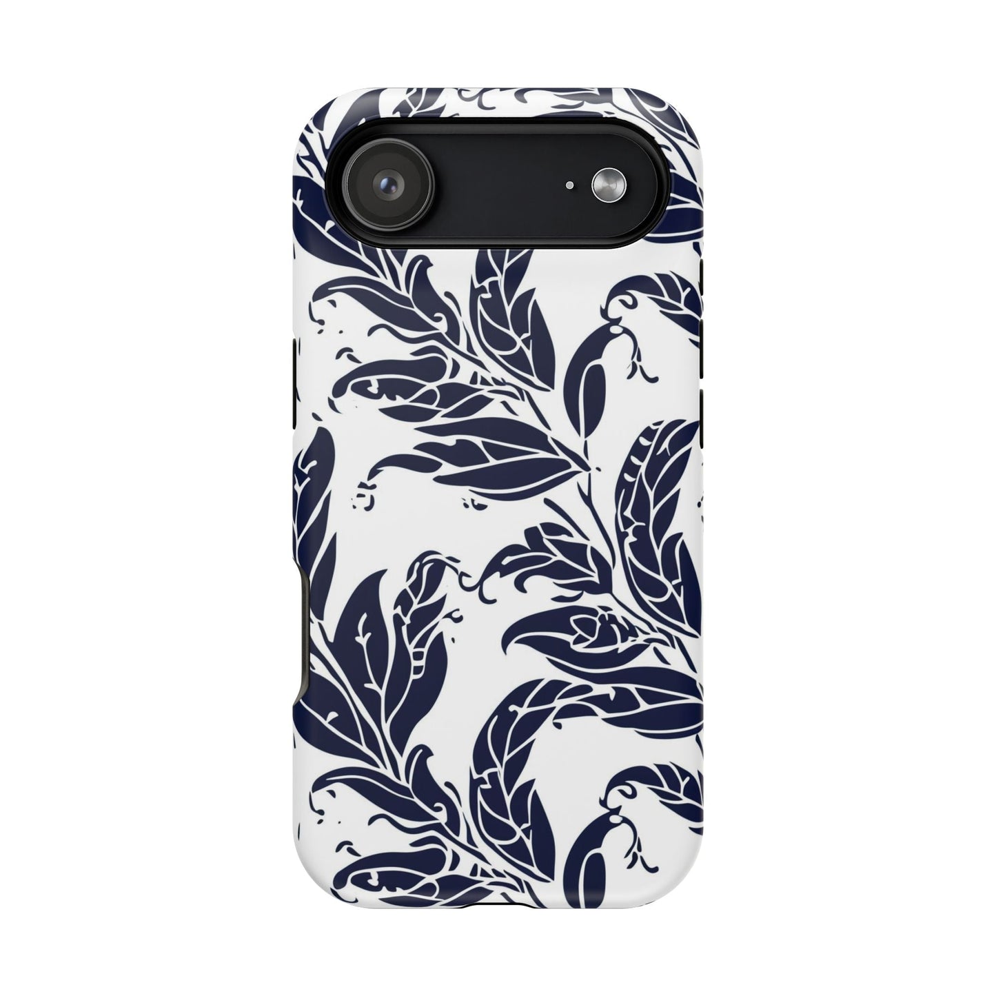 Floral Vine Magnetic Impact Phone Case — Navy Botanical Protective Cover - DIGITAL X