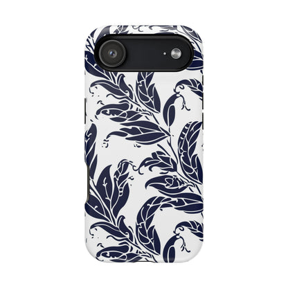 Floral Vine Magnetic Impact Phone Case — Navy Botanical Protective Cover - DIGITAL X