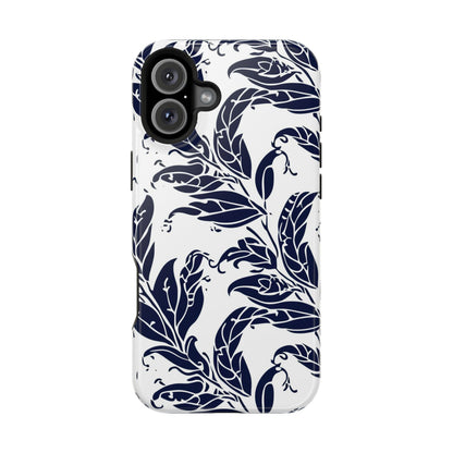 Floral Vine Magnetic Impact Phone Case — Navy Botanical Protective Cover - DIGITAL X