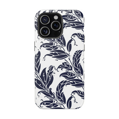 Floral Vine Magnetic Impact Phone Case — Navy Botanical Protective Cover - DIGITAL X