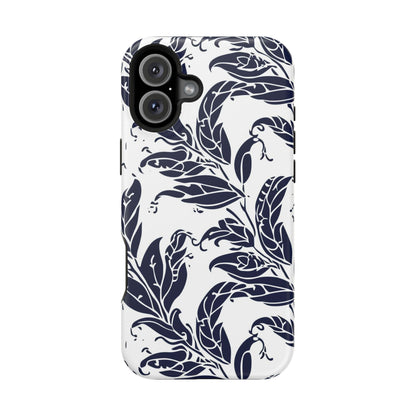 Floral Vine Magnetic Impact Phone Case — Navy Botanical Protective Cover - DIGITAL X