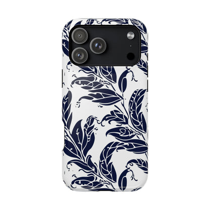 Floral Vine Magnetic Impact Phone Case — Navy Botanical Protective Cover - DIGITAL X