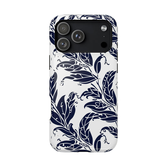 Floral Vine Magnetic Impact Phone Case — Navy Botanical Protective Cover - DIGITAL X