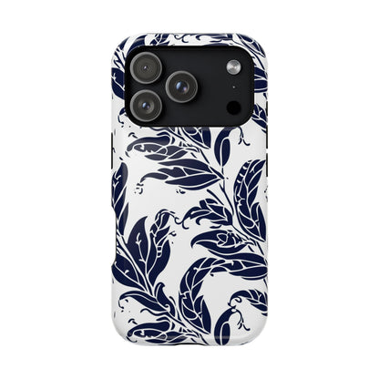 Floral Vine Magnetic Impact Phone Case — Navy Botanical Protective Cover - DIGITAL X