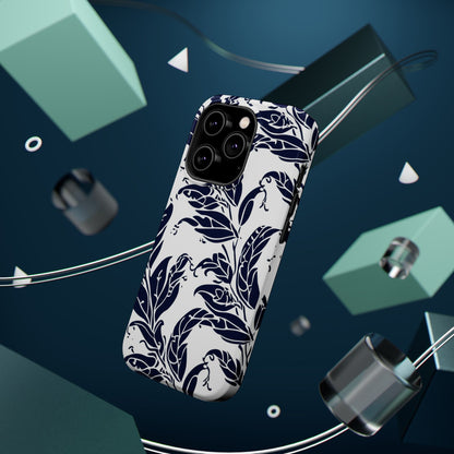 Floral Vine Magnetic Impact Phone Case — Navy Botanical Protective Cover - DIGITAL X